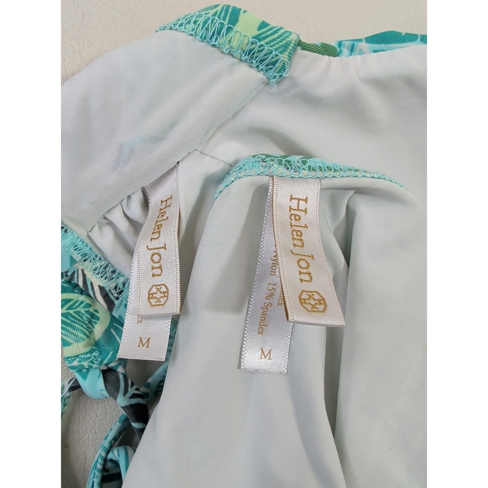 Helen Jon Bikini Swim Set Womens M Blue Dominica Floral Beach Pool Vacation - Picture 6 of 10
